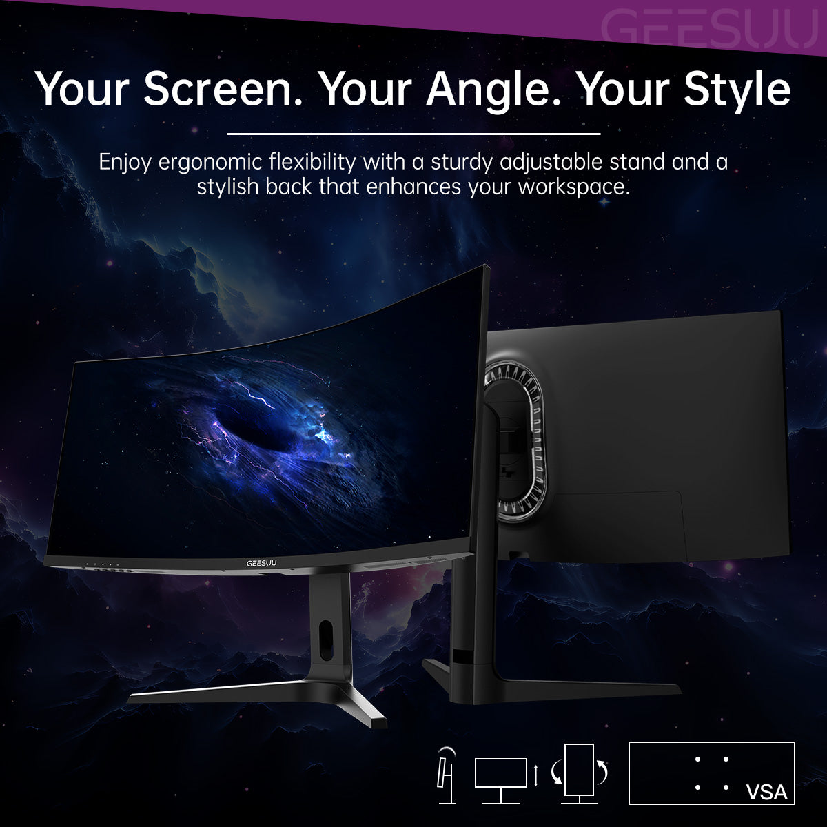TIANKUI: GEESUU 34 Inch Gaming Monitor, Ultra Wide Curved PC Monitors 200Hz, WQHD 1440p, 1ms, R1500, VESA 100x100mm, 99%sRGB, Computer Screen with HDMI 2.0 & DP 1.4