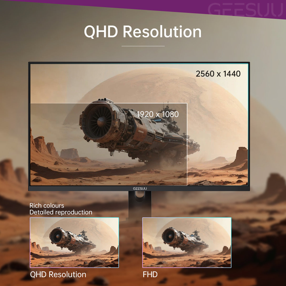 BLAZE WHEEL: GEESUU 27 Inch Gaming Monitor, Computer Monitors 200Hz, QHD 1440p, IPS, 1ms, 95% DCI-P3 , Eye-Care, Lowblue, HDMI 2.1 & DP 1.4