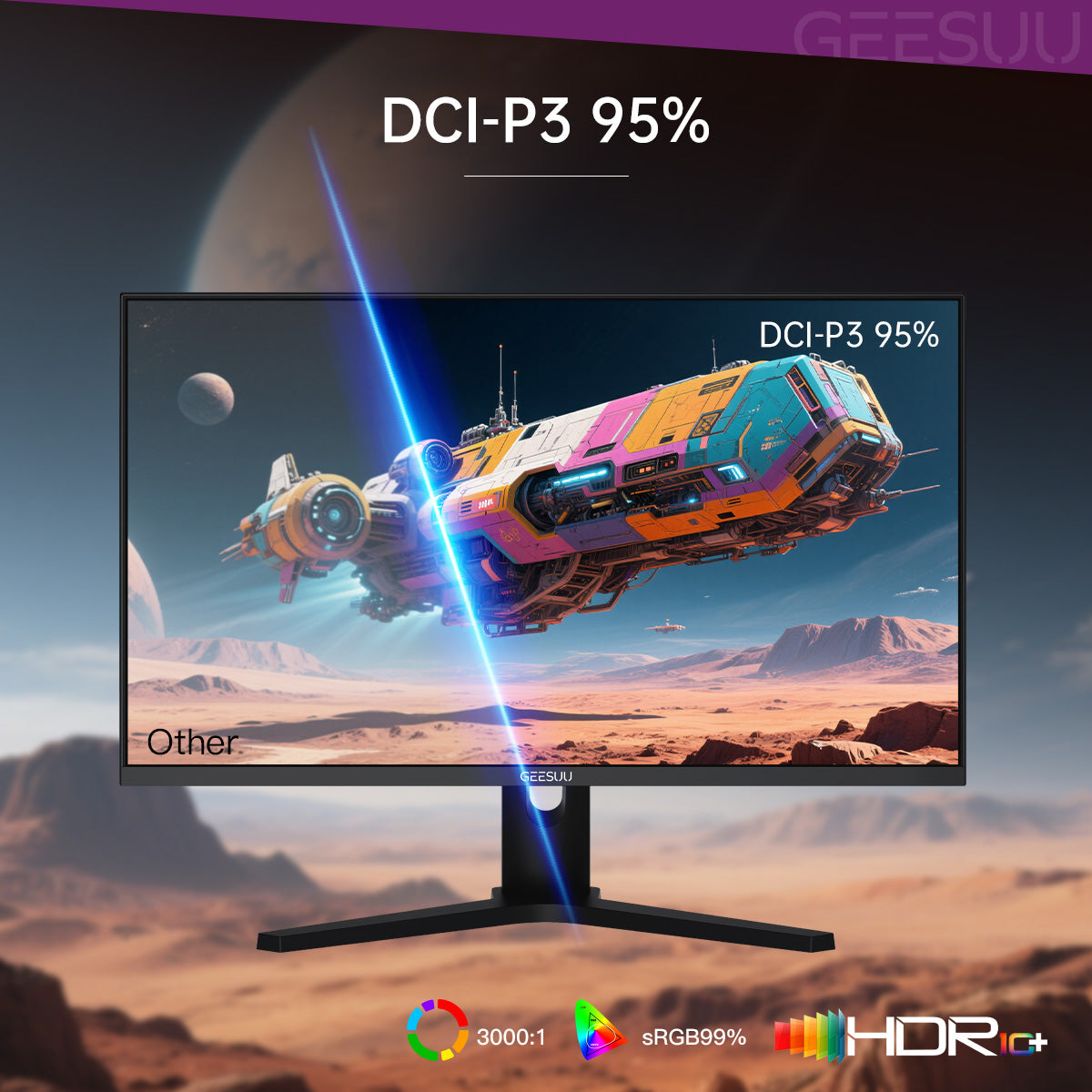 BLAZE WHEEL: GEESUU 27 Inch Gaming Monitor, Computer Monitors 200Hz, QHD 1440p, IPS, 1ms, 95% DCI-P3 , Eye-Care, Lowblue, HDMI 2.1 & DP 1.4