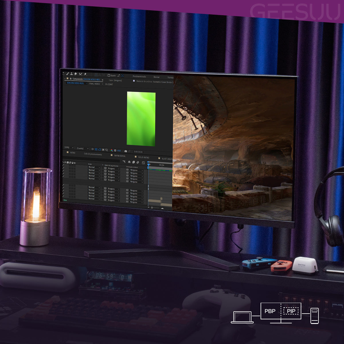 BLAZE WHEEL: GEESUU 27 Inch Gaming Monitor, Computer Monitors 200Hz, QHD 1440p, IPS, 1ms, 95% DCI-P3 , Eye-Care, Lowblue, HDMI 2.1 & DP 1.4