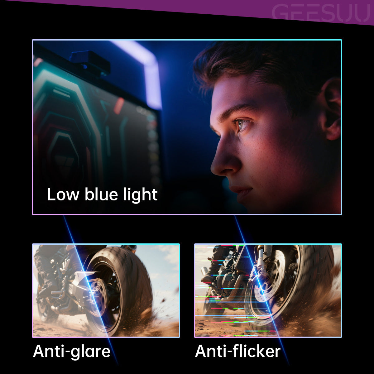 BLAZE WHEEL: GEESUU 27 Inch Gaming Monitor, Computer Monitors 200Hz, QHD 1440p, IPS, 1ms, 95% DCI-P3 , Eye-Care, Lowblue, HDMI 2.1 & DP 1.4