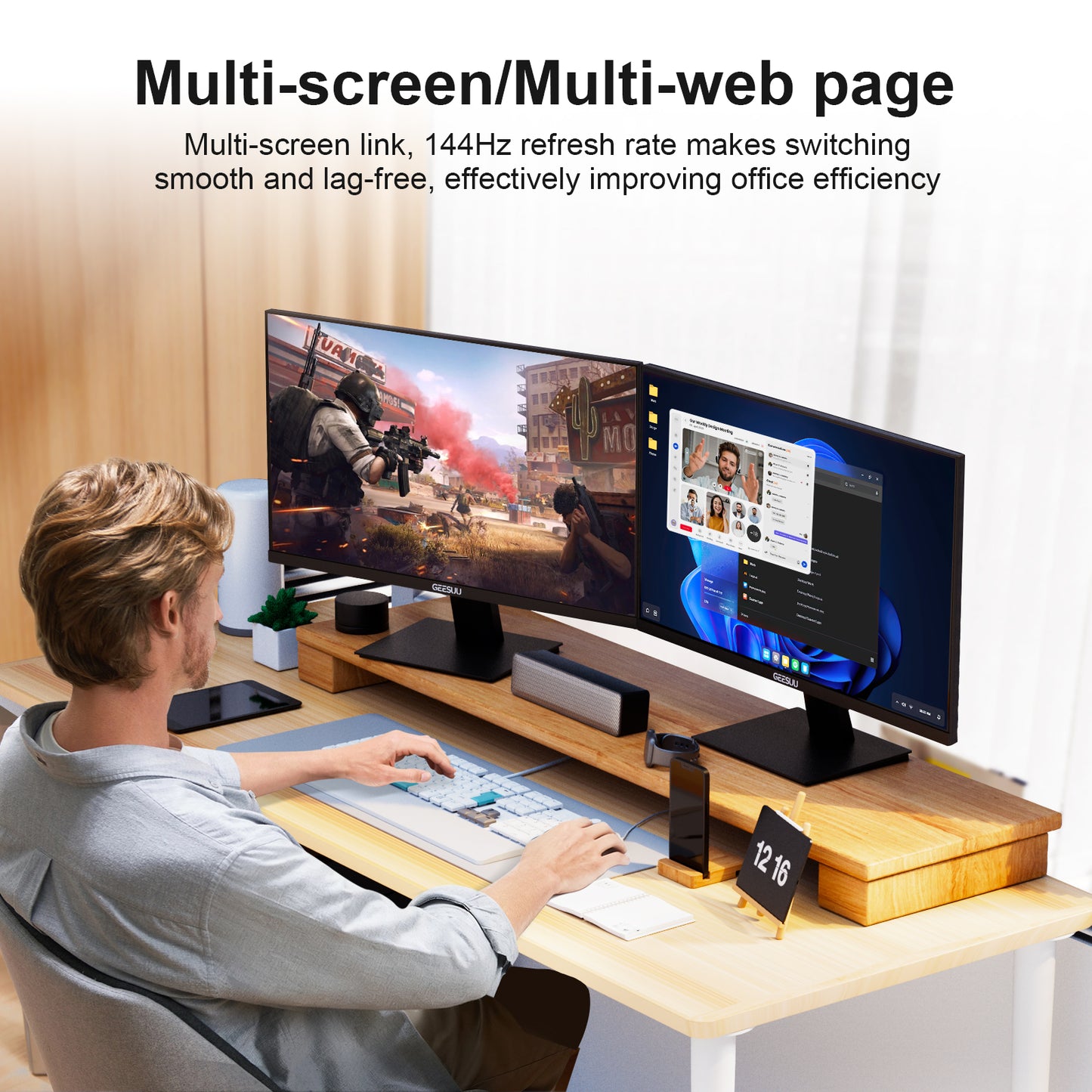 GEESUU CloudWing Monitor, M270L1F, 27 Inch, FHD 144Hz, VA