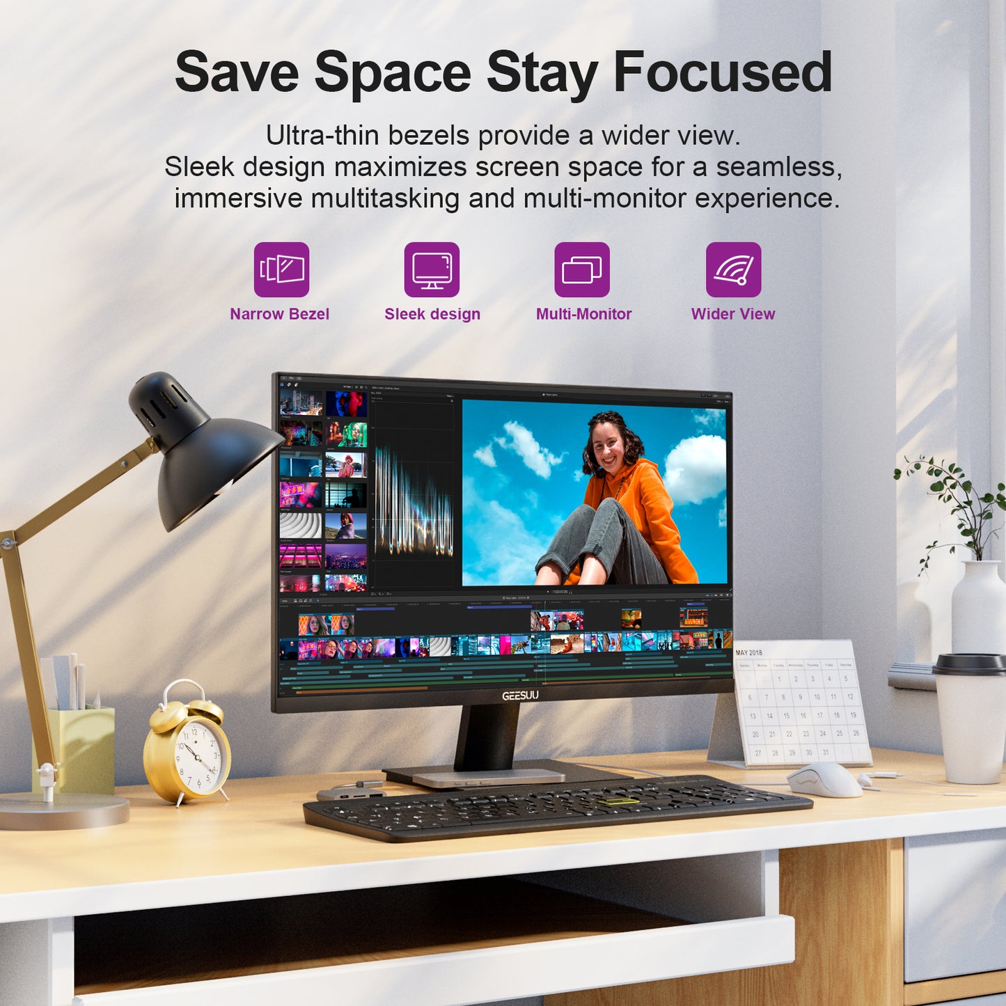 Écran GEESUU CloudWing, M238L1F, 23,8 pouces, FHD 100 Hz, IPS