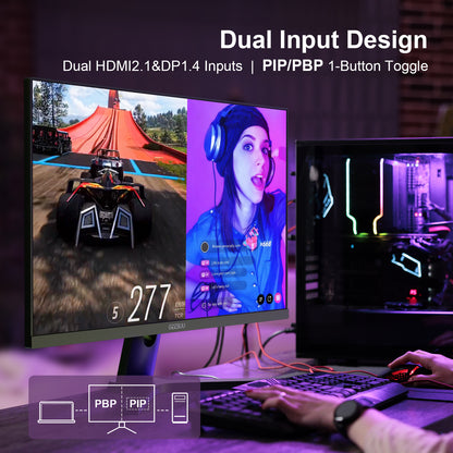 GEESUU BlazeWheel Gaming Monitor, M238GF, 24 Inch, FHD 144Hz, VA