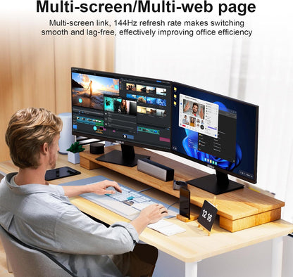 GEESUU 24 inch FHD Monitor 144Hz, VA Panel, 5ms MPRT, HDR10 | Computer Screen for Office Gaming, 1080P PC Display, Slim Bezel, sRGB 99%, Tilt Adjustable, VESA 75x75mm, 1xHDMI2.0, 1xDP1.4