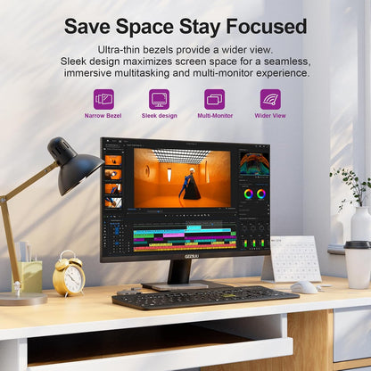GEESUU 27 inch FHD Monitor 144Hz, VA Panel, 5ms MPRT, HDR10 | Computer Screen for Office Gaming, 1080P PC Display, Slim Bezel, sRGB 99%, Tilt Adjustable, VESA 75x75mm, 1xHDMI2.0, 1xDP1.4