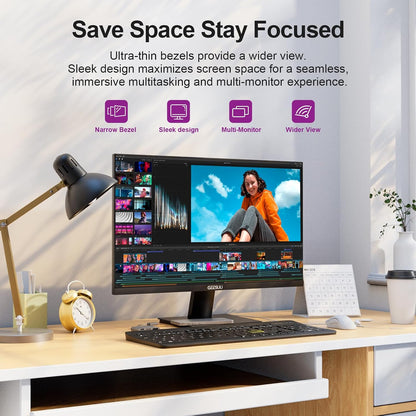 GEESUU 24 inch FHD Monitor 144Hz, VA Panel, 5ms MPRT, HDR10 | Computer Screen for Office Gaming, 1080P PC Display, Slim Bezel, sRGB 99%, Tilt Adjustable, VESA 75x75mm, 1xHDMI2.0, 1xDP1.4