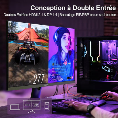 GEESUU 27 Inch Gamer PC Screen, QHD 1440p, Computer 200hz, 1ms, IPS, 95% DCI-P3, 1200:1, Eye Care Screen, Gaming HDMI 2.1 & DP 1.4