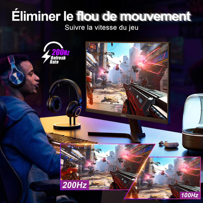 GEESUU 27 Inch Gamer PC Screen, QHD 1440p, Computer 200hz, 1ms, IPS, 95% DCI-P3, 1200:1, Eye Care Screen, Gaming HDMI 2.1 & DP 1.4
