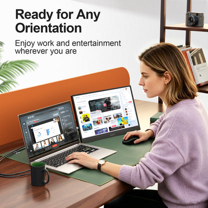 GEESUU Portable Monitor 15.6" FHD HDR IPS Travel Laptop Screen Extender | With Magic Sleeve Cloth, 1080P USB-C HDMI Plug&Play External Display, Speakers, for Laptop/Mac/Phone/PS4/Xbox/Switch, Office