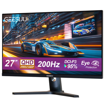 Écran de jeu GEESUU 27 pouces, Moniteurs PC 200Hz, Écran PC QHD 1440p, IPS, 1ms, 95% DCI-P3, Soin des yeux, Faible lumière bleue, HDMI 2.1 & DP 1.4 (Pas de VESA)-MG270L2Q